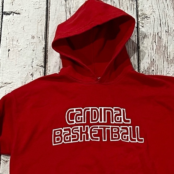 Vintage Cardinal Basketball Red 1990s Hoodie Pullover Jumper Sweatshirt - Picture 2 of 5